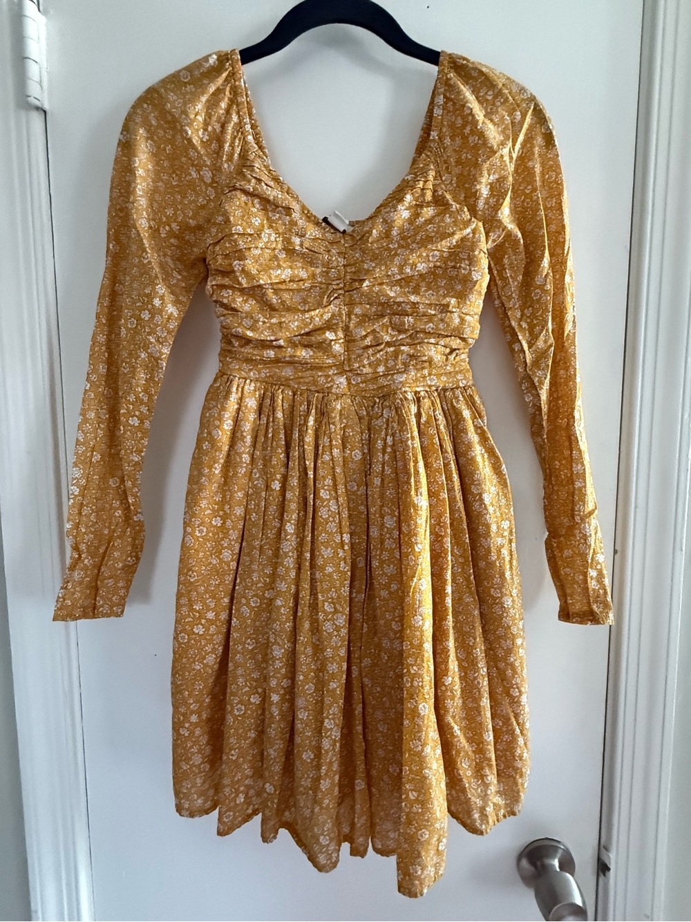 American Eagle Outfitters Floral Long-Sleeve Ruched Cottagecore Dress XXS 0026